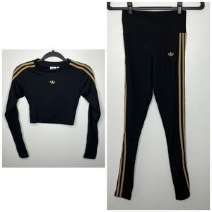 NWT ADIDAS ORIGINALS Black Rib Legging Set XS S
